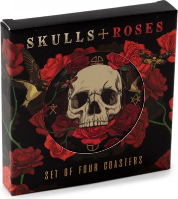 Imagen del producto de Untersetzer mit Totenkopf und roten Rosen 4tlg.