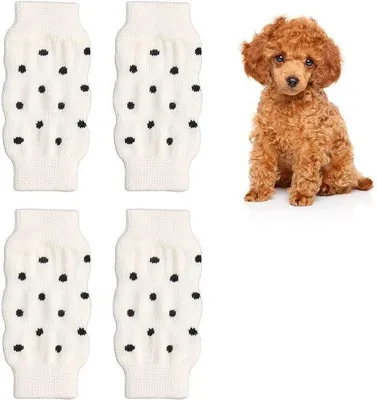 Immagine prodotto di Spazzole per cani - confezione da 4 pezzi - design a pois - coperture protettive elastiche - protezione per le articolazioni - cotone confortevole - caldo e resistente - protezioni per il gomito del cane