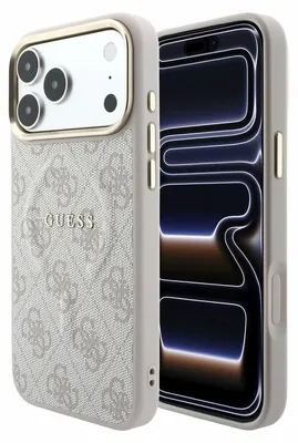 Obrázok produktu pre Guess puzdro zPolyuretánkože 4G so zlatým reliéfom rámu MagSafe pre iPhone 18 Pro Max, ružové (57983131308)