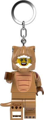 Produktbild von LEGO Minifigures Schlüsselanhänger mit Leuchtfunktion T-Rex Kostüm-Fan 8 cm