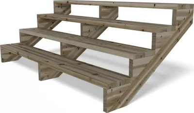 Produktbild von Terrassentreppe Kiefer kesseldruckimprägniert Treppe mit Stufen Wangentreppe Größe: 4-stufig Breite: 190 cm