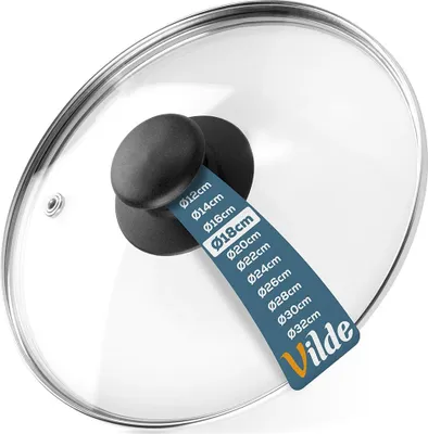 Produktbild von Vilde | Glasdeckel - mit Edelstahlring - Ø 18 cm - 200°C Hitzebeständiges Glas - Universaldeckel - Dampfloch - Spülmaschinenfest