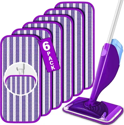 Produktbild von 6er Set Wiederverwendbare Mikrofaser Wischpads für Swiffer WetJet, Maschinenwaschbar, Nass- und Trockenpads