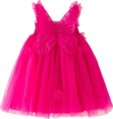 Produktbild von ASKSA Prinzessinnenkleid fuer Kleinkinder Kleinkind Maedchen aermellos Schmetterling Tuell Spitze Rueschen Kleid Tanz Party Prinzessin Kleider, Rosenrot, Groesse: 110