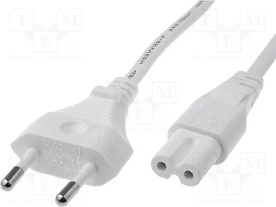 Image de 1 câble CEE 7/16 (C) avec prise, connecteur IEC C7 femelle, 1,8 m, blanc, en PVC, câble d'alimentation pour ordinateur