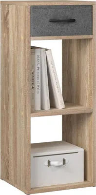 Produktbild von WOLTU Bücherregal mit 3 Ebenen, 1 Stoffschublade 2 Würfeln, 32,4x80x30 cm, Helle Eiche