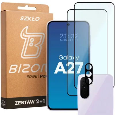 Produktbild von Gehärtetes Glas - 2 Stück + Kameraschutz für Galaxy A27 5G, Bizon Glass Edge Pack, Schwarz
