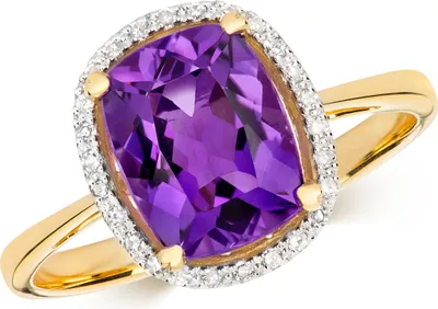 Produktbild von 9 Karat (375) Gold Cluster Diamant Damenring 0.08 Karat mit Amethyst, 54 (17.2); TRS10884RSN