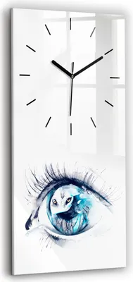 Produktbild von Wallfluent Wanduhr – Stilles Quarzuhrwerk - Uhr Dekoration Wohnzimmer Schlafzimmer Küche - Zifferblatt mit Strichen - schwarze Zeiger - 30x60 cm - Illustration des Wolfssehöres