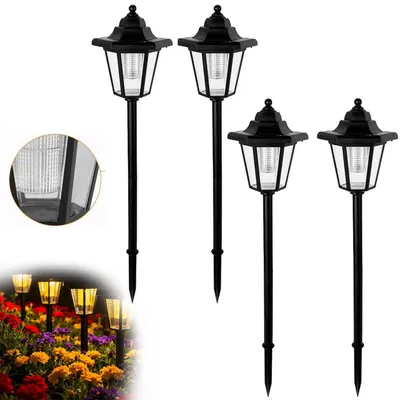 Produktbild von Solarlampen für Außen Garten, Wegeleuchten 4er Set, Gartenbeleuchtung, Wegbeleuchtung, Terrasse, Außenlampe