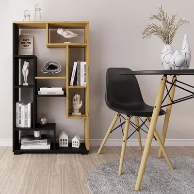 Produktbild von Bücherregal Split Raumteiler 70x20x120cm schwarz Artisan Eiche