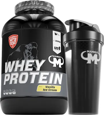 Produktbild von Mammut Nutrition - Whey Protein 3000 g Dose - 120 Portionen Eiweiß + GRATIS Protein Shaker, Geschmack: Vanilla Ice Cream