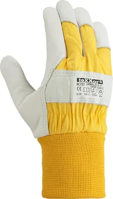 Produktbild von teXXor® Rindvollleder-Winterbauhandschuhe HIMALAYA II 12, Leder natur/Drell gelb
