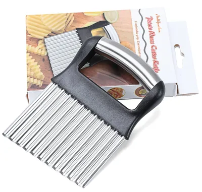 Wellenschliffmesser aus Edelstahl, Riffelschneider für Pommes und Gemüse