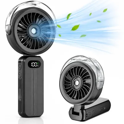 Produktbild von Wiederaufladbarer wassergekühlter Handventilator, starke Windkraft, tragbarer Mini-Ventilator,4000mAh Akku,faltbar,USB, für Sommer, Reisen und Outdoor