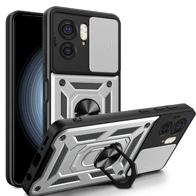 Produktbild von Outdoor Panzer Hülle Motorola Edge 40 Handyhülle mit Kameraschutz Ringhalter Silber