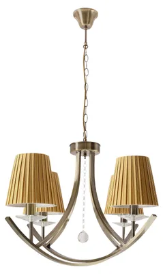 Immagine prodotto di Lampada a sospensione con paralumi color miele Vitoria, finitura ottone e oro, 4xE14x40W, metallo, dimensioni: 110x70x70 cm, IP20, Candellux