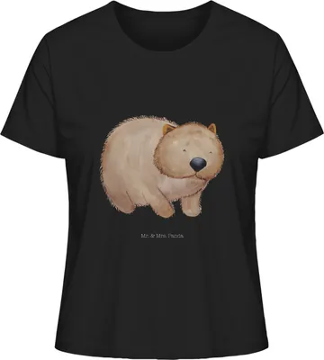 Produktbild von Mr. & Mrs. Panda Oberteil Damen Wombat Größe L - Schwarz - Geschenk, Motivation, Gute Laune, Australien, Das Leben Ist schön, Spruch, Baumwoll T-Shirt, Basic
