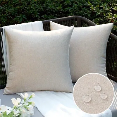 Productafbeelding van Famanu kussenhoezen voor buiten, waterdicht, 50 x 50 cm, beige, set van 2