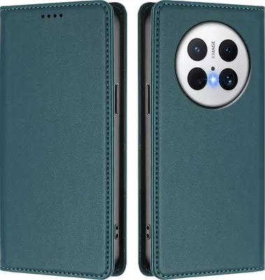 Obrázek produktu pro Kožené pouzdro pro Huawei Mate 70 Pro/Mate 70 Pro+, magnetické flipové pouzdro zPolyuretankůže se stojánkem Zelená