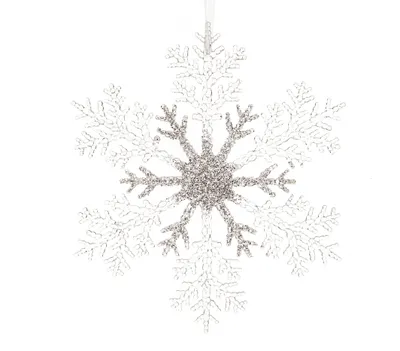 Productafbeelding van Sneeuwvlok plc hang d32c transparant/zilver kerstbal hangdeco kerst Decoris
