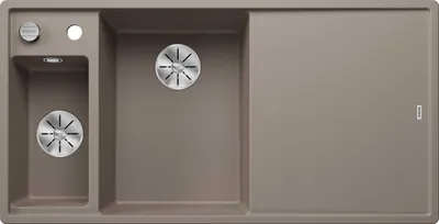 Immagine prodotto di BLANCO AXIA III 6 S, SILGRANIT® PuraDur®, tartufo, ciotola a sinistra, con tagliere in legno