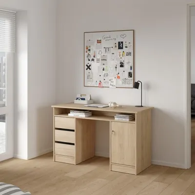 Image de Bureau Function Plus 1 porte + 3 tiroirs, couleur au choix : Jackson Hickory
