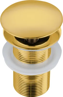 Zdjęcie produktu dla Korek umywalkowy Klik Klak mosiężny złoty 66 mm bez przelewu Balneo - odporny na korozję, łatwy w obsłudze, uniwersalny design