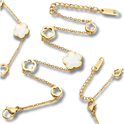 Immagine prodotto di Camerazar Bracciale d'oro in acciaio chirurgico con fiore bianco
