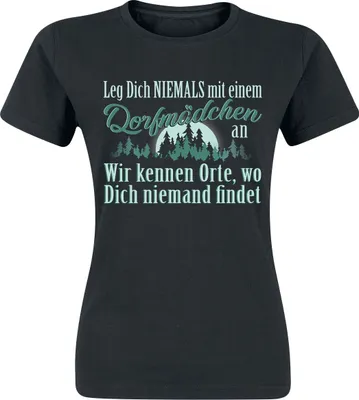 Produktbild von Sprüche T-Shirt Damen Leg dich niemals mit einem Dorfmädchen an. schwarz XXL