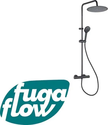 Produktbild von Regenduschset mit Thermostat, 30 cm Kopfbrause, Handbrause 3 Strahlarten, Schwarz, 110 cm