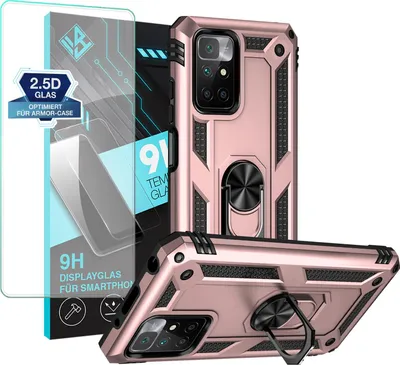 Produktbild von Armor Outdoor Handyhülle für Xiaomi Redmi 10 Handy Panzer Case Schutzhülle mit 9H Displayglas Displayschutz Farbe: Rosegold