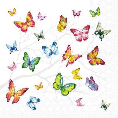 Obrázok produktu pre Ubrousky 33 x 33 cm – Farebné motýle