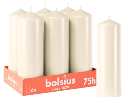 Produktbild von Bolsius Glatte Stumpenkerzen - Elfenbein - 6 Stück - 20 x 7 cm - Dekorative Haus