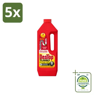 Produktbild von 5 x Destop Turbo Gel Rohrreiniger 1 L - Großpackung - 5 Stücke