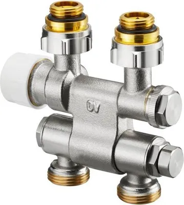 Produktbild von OVENTROP Anschlussarmatur''Multiblock TF'' 1/2''AG x 3/4''AG,1-und 2-Rohr, Messing, schwenkbar 1184035
