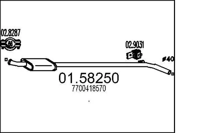 Produktbild von MTS 01.58250 Mittelschalldämpfer Schalldämpfer für RENAULT CLIO II (BB0/1/2, CB0/1/2)
