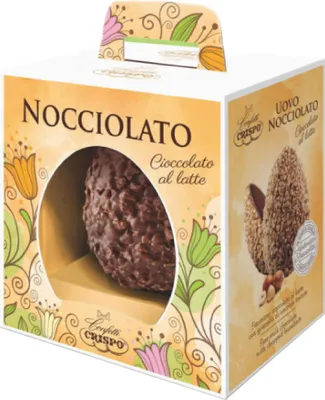 Produktbild von Crispo-Haselnuss-Ei Extra Milchschokoladenei und geröstete Haselnusskörner 600gr+ Italian Gourmet Polpa 400g