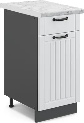 Immagine prodotto di Mobiletto base per cucina Vicco Fame-Line Bianco rustico 40 cm , PL Marmo, Model 45942