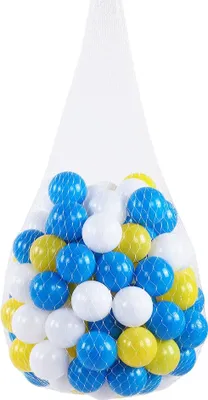Produktbild von 100 Stück weiße, blaue und gelbe, weiche, wiederverwendbare Plastikbälle für Ozean-Spielplätze, Kinderspielzeug (5,5 cm)