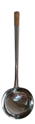 Produktbild von 014 Schöpfkelle Edelstahl Größe L - 49 cm lang, mit Holzgriff große Kelle