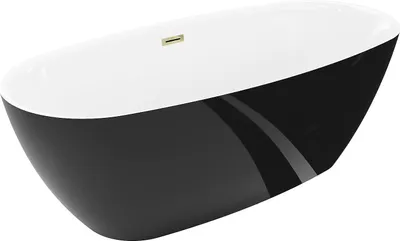 Zdjęcie produktu dla Mexen Luvo Slim wanna wolnostojąca 170 x 75 cm, biała/czarna, przelew złoty - 52801707575-50