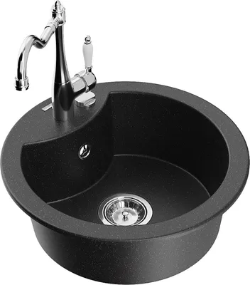 Produktbild von Mexen Diego 1-Becken-Granit-Spüle mit Mischbatterie Carla, Schwarz/Silbermetallic - 6512-73-670700-00