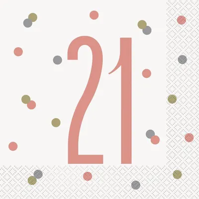 Produktbild von 16 Servietten 21. Geburtstag roségold