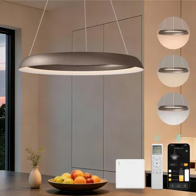 Produktbild von Mai & Mai Pendelleuchte Esstisch, 40cm LED Hängelampe, stufenlos dimmbar höhenverstellbare 20W Esstischlampe mit Fernbedienung Kaffee Luvina04