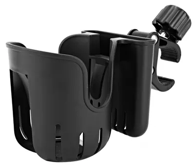 Image de Porte-gourde pour poussette avec support pour téléphone, 2-en-1, universel, noir