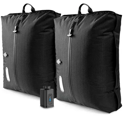 Immagine prodotto di Sacchetti sottovuoto per abbigliamento da viaggio, confezione da 2 pezzi + 1 pompa, impermeabili (grado di protezione IP67), tessuto a doppio strato, con finestra trasparente