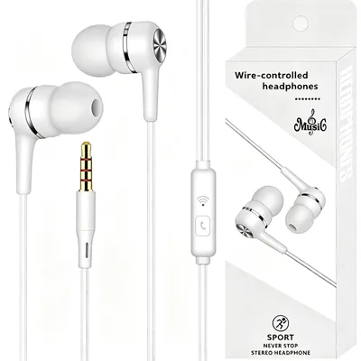 Zdjęcie produktu dla Słuchawki dokanałówkowe z kablem, magnetyczne, z mikrofonem i regulacją głośności. Słuchawki stereo i Hi-Fi, białe, przeznaczone dla telefonów Galaxy, iPhone i innych smartfonów