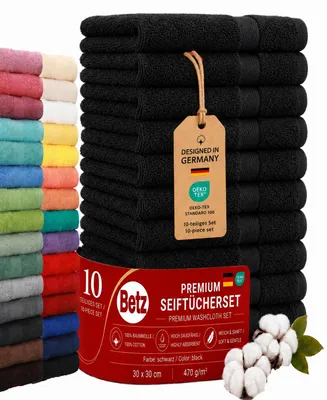 Produktbild von Betz Premium Seiftücher Set 10-teilig – 10× Seiftuch 30×30 cm, 100% Baumwolle 470 g/m², weich & saugstark, ® Farbe schwarz, KI-generiertes Bild
