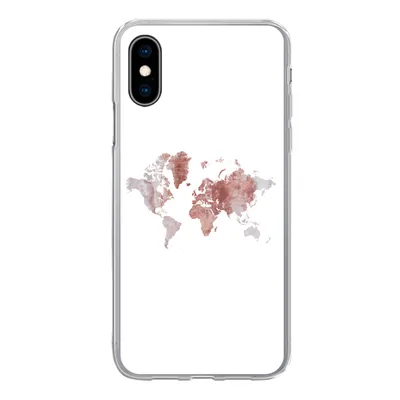 Produktbild von MuchoWow® Handyhülle Schutzhülle Hülle für iPhone X Weltkarte - Rosa - Farbe Silikon Softcase Handy Hülle - Handyhülle
